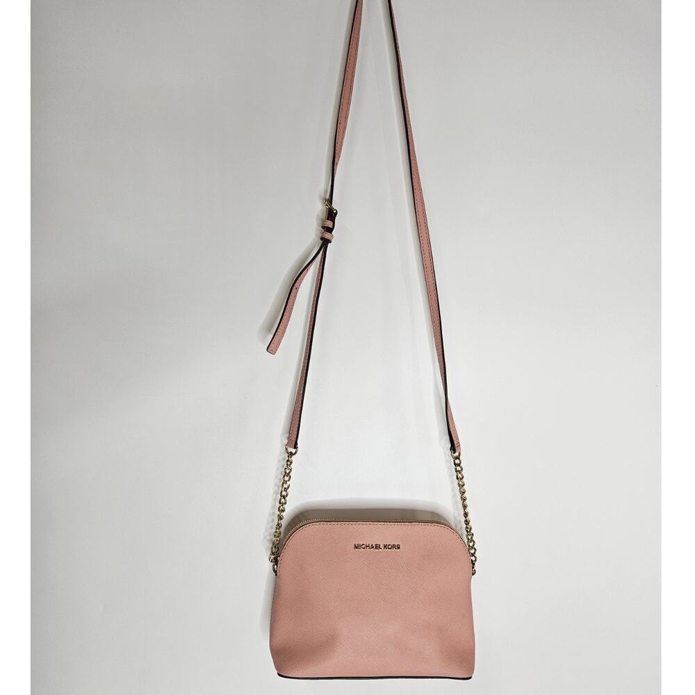 Michael Kors Cindy Dome Small Leather Crossbody Purse Pink